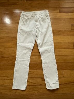Mother  White Denim Mid Rise The Looker Crop Glass Slipper Jeans Size 26